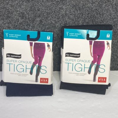 No Nonsense Super Opaque 2 Pair Medium Navy and Black Tights